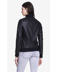 Express Leather Quilted Shoulder Bomber Jacket