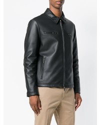 Canali Leather Zipped Up Jacket