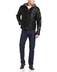 Levi's Classic Racer Hooded Faux Leather Jacket, $180  |  Lookastic
