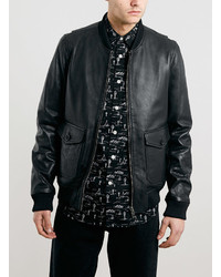 Topman Ltd Laurel Canyon Black Leather Zappa Bomber Jacket, $350 ...