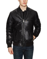 Marc New York Ludlow Leather Bomber Jacket With Quilted Panel