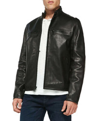 Andrew Marc Luxe Leather Moto Jacket Black