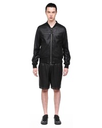 Mackage Boyd Black Perforated Leather Bomber Jacket