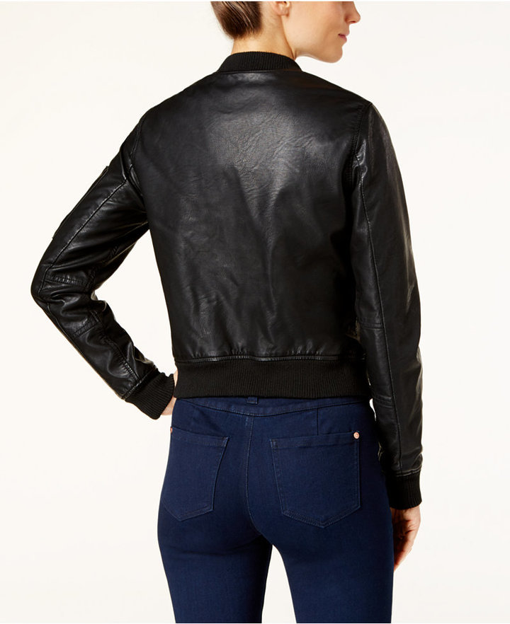 Madden-Girl Madden Girl Faux Leather Bomber Jacket, $69 | Macy's ...