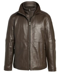 Andrew Marc Marc New York Leather Jacket With Quilted Insert