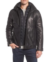 Andrew Marc Marc New York Leather Jacket With Quilted Insert