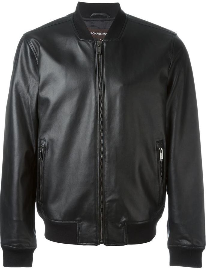 michael kors leather bomber jacket