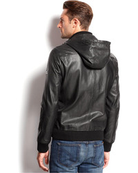 Michael Kors Michl Kors Hooded Leather Bomber Jacket