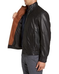 Missani Le Collezioni Contrast Trim Lambskin Leather Bomber Jacket