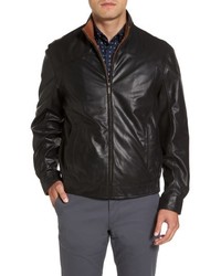 Missani Le Collezioni Contrast Trim Lambskin Leather Bomber Jacket