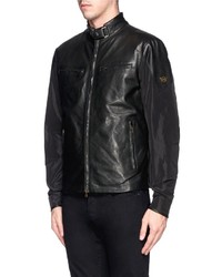 Nobrand Mold Windbreaker Back Leather Biker Jacket
