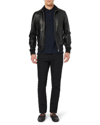 Gucci Nappa Leather And Web Trimmed Bomber Jacket