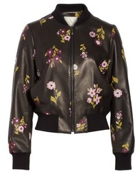 Kate Spade New York In Bloom Leather Bomber Jacket