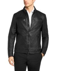 Hugo Boss Niwan Leather Biker Jacket 42r Black