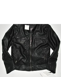 Calvin Klein Original Coat Bomber Faux Leather Moto Jacket Blue Black 200