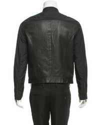 John Varvatos Paneled Leather Bomber Jacket