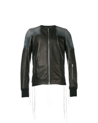 Rick Owens Patchwork Collarless Leather Jacket