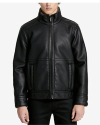 Calvin Klein Pebble Faux Leather Bomber Jacket