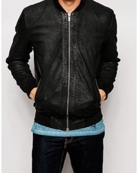 Pepe Jeans Pepe Leather Jacket Neo Slim Fit Bomber Washed Black