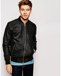 Pepe Jeans Pepe Leather Jacket Neo Slim Fit Bomber Washed Black