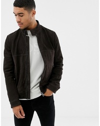 BOSS Perferated Leather Jacket In Black