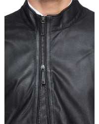 Armani Collezioni Perforated Leather Bomber Jacket