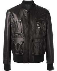 Neil Barrett Pins Leather Bomber Jacket