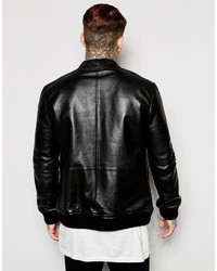 Religion Premium Leather Bomber Jacket