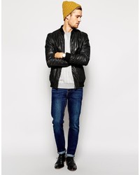 Selected Premium Leather Bomber Jacket