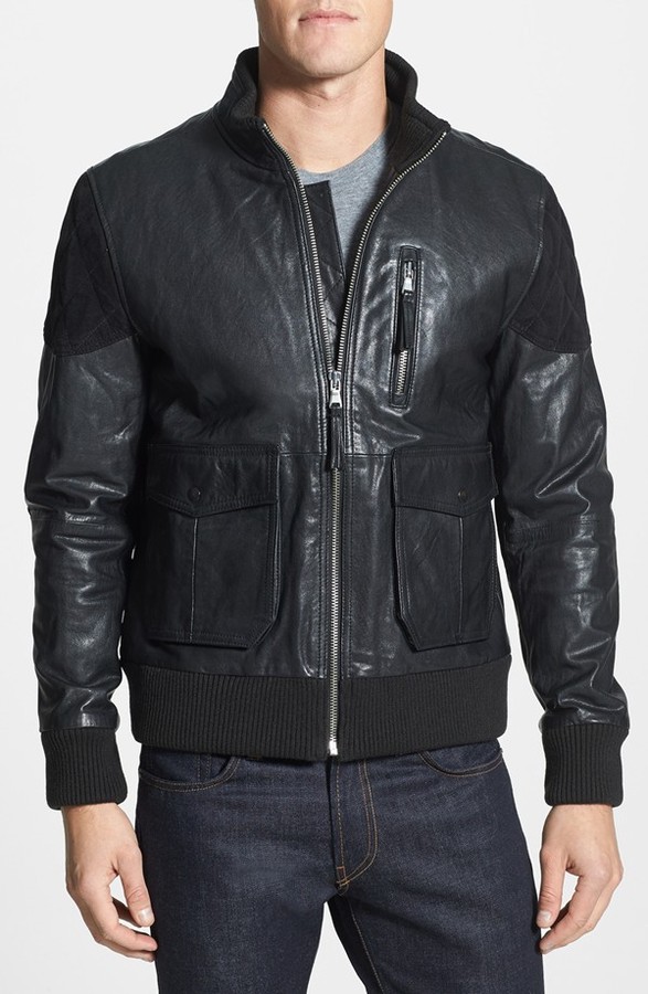 PRPS Leather Bomber Jacket With Quilted Suede Trim | Where to buy & how ...