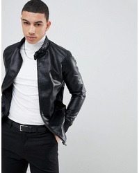 Soul Star Punched Faux Leather Zip Through Jacket