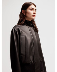 DKNY Pure Ribbed Leather Bomber