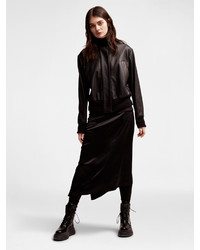 DKNY Pure Ribbed Leather Bomber