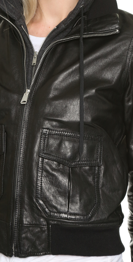 R 13 R13 Hooded Leather Flight Jacket, $1,395 | shopbop.com | Lookastic