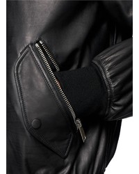 Nobrand Rabbit Fur Lining Leather Bomber Jacket