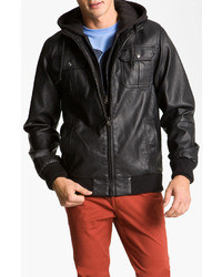 Obey Rapture Trim Fit Layered Faux Leather Jacket
