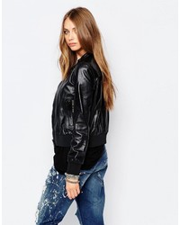 Replay Real Leather Bomber Jacket