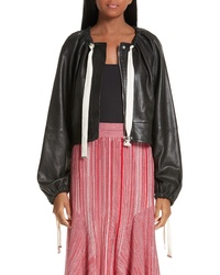 Yigal Azrouel Ruched Neck Leather Jacket