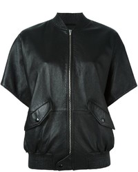 Saint Laurent Leather Short Sleeve Bomber Jacket