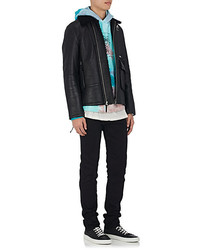 Ovadia & Sons Shearling Lined Leather Bomber Jacket