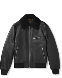 rag & bone Shearling Trimmed Leather Aviator Jacket