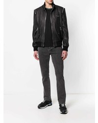 Philipp Plein Shoulder Zip Leather Jacket
