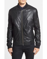 Hugo Slim Fit Leather Bomber Jacket