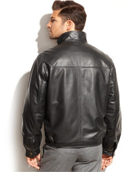 Perry Ellis Smooth Leather Bomber Jacket