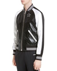 Givenchy Souvenir Leather Satin Bomber Jacket
