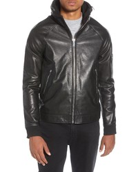 KARL LAGERFELD PARIS Stand Collar Leather Jacket