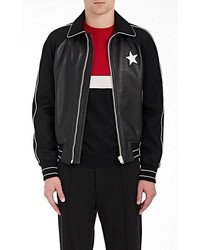 Givenchy Star Appliqud Leather Bomber Jacket