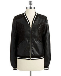 Sugar Lips Sugarlips Faux Leather And Lace Bomber Jacket