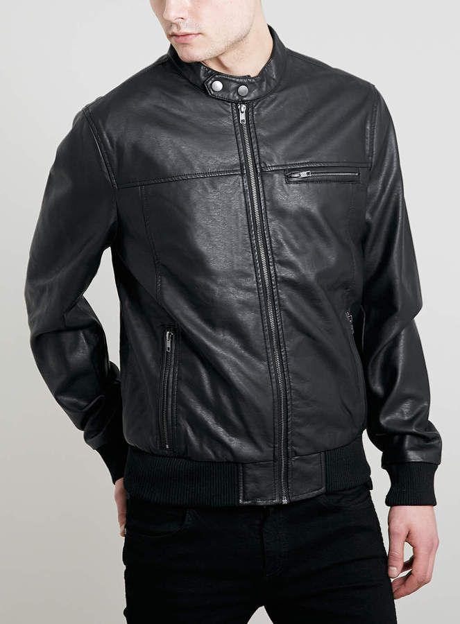 Topman Black Faux Leather Bomber Jacket | Where to buy &amp how to wear