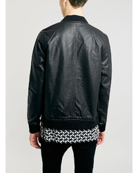 Topman Black Leather Look Bomber Jacket | Where to buy &amp how to wear